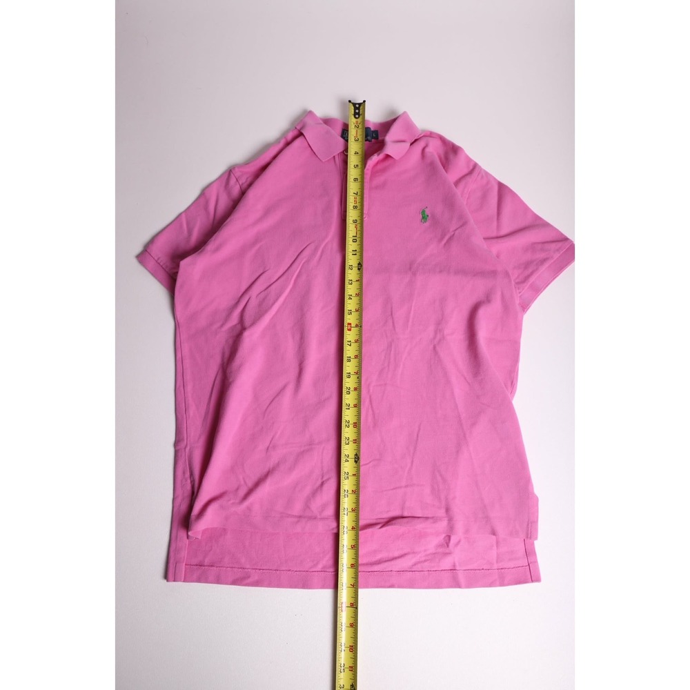 Polo Ralph Lauren Mens Large Pink Short Sleeve Cotton Pique Polo Green Pony Logo - Picture 6 of 6
